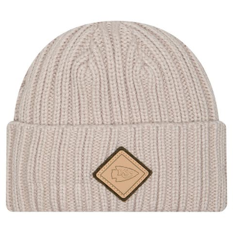 Men's New Era Light Beige Kansas City Chiefs Logo Applique Cuffed Knit Hat