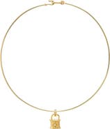BY ADINA EDEN Pavé Padlock Pendant Thin Wire Choker Necklace
