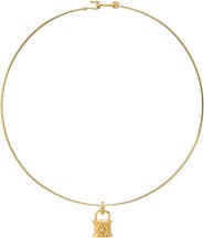 BY ADINA EDEN Pavé Padlock Pendant Thin Wire Choker Necklace