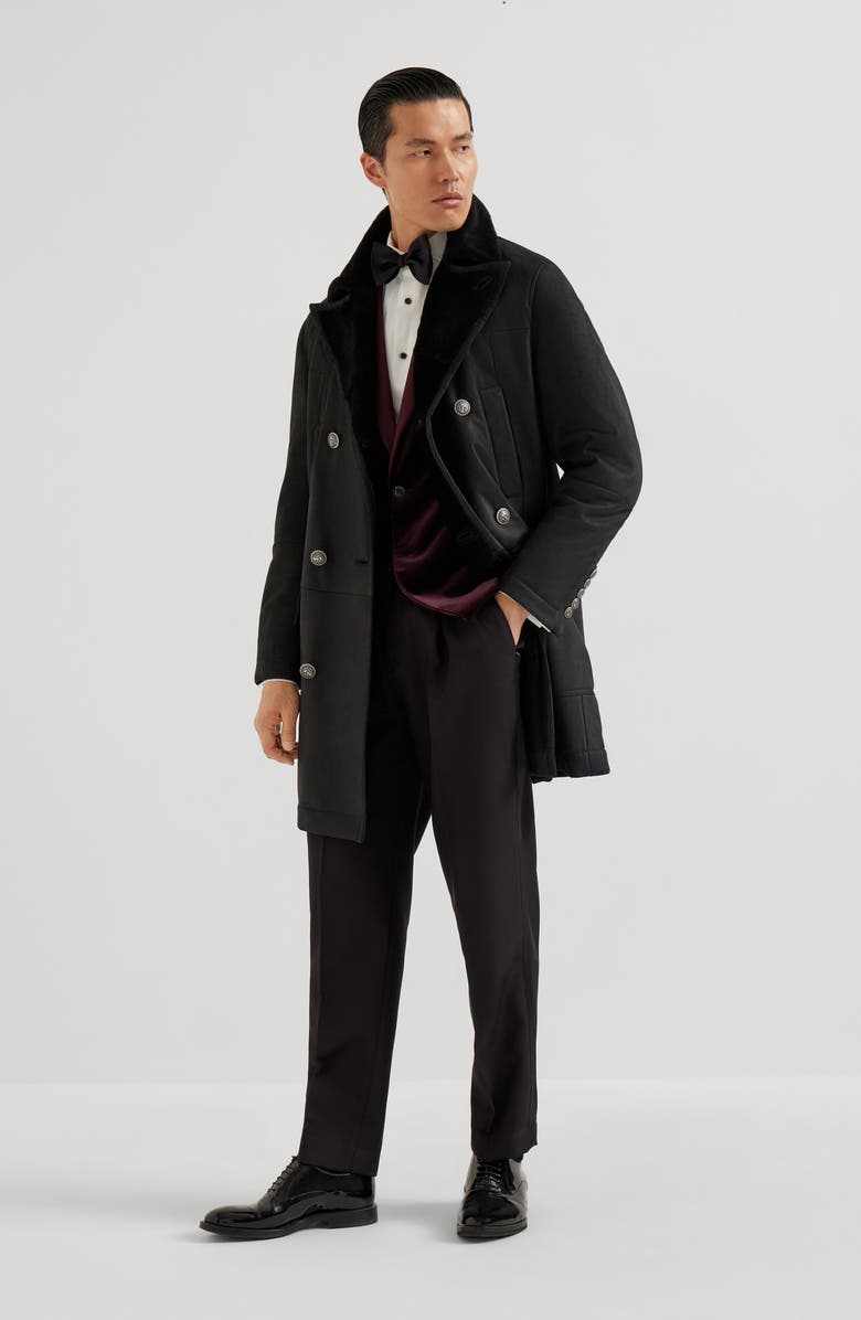 Brunello Cucinelli Shearling caban jacket, Alternate, color, Black