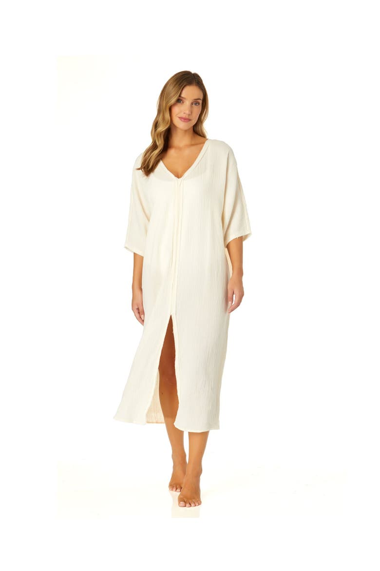 Women's Double V Neck Kaftan Cover Up, Alternate, color, Gardenia