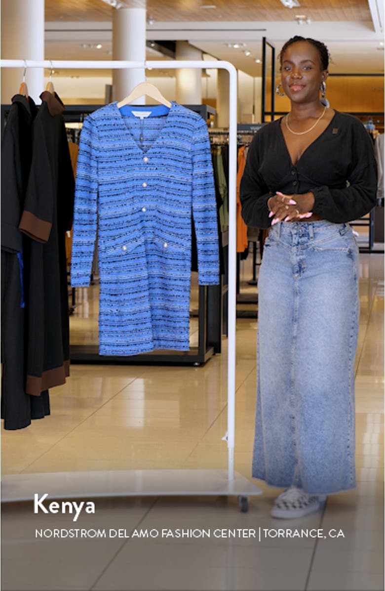 Long Sleeve Tweed Sheath Dress, sales video thumbnail