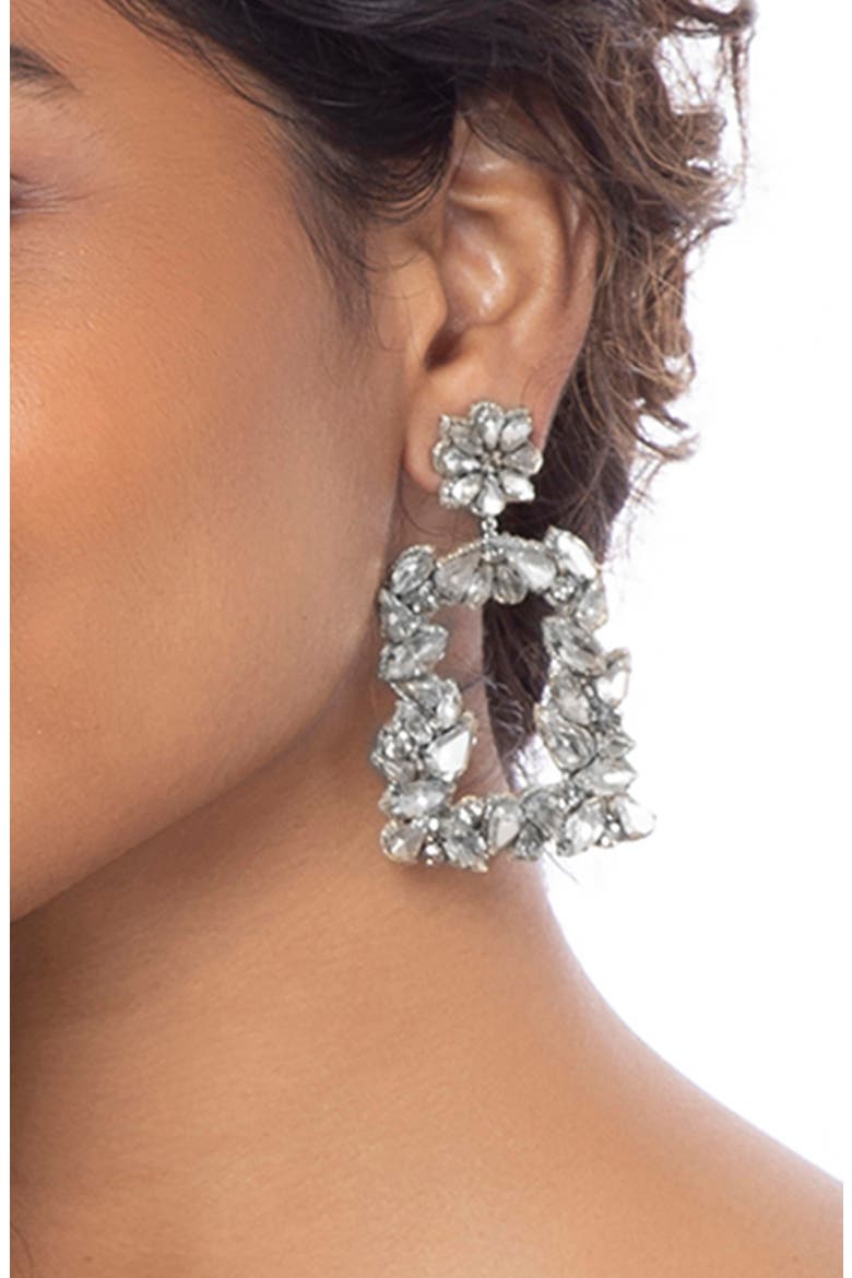 Anushka Mixed Cut Crystal Drop Earrings, Alternate, color, SILVER