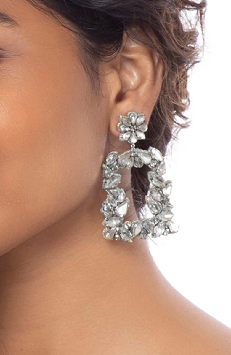 Deepa Gurnani Anushka Mixed Cut Crystal Drop Earrings, Alternate, color, Silver