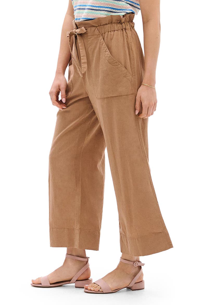 Tigers Eye Drawstring Linen Blend Wide Leg Pants, Alternate, color, BROWN