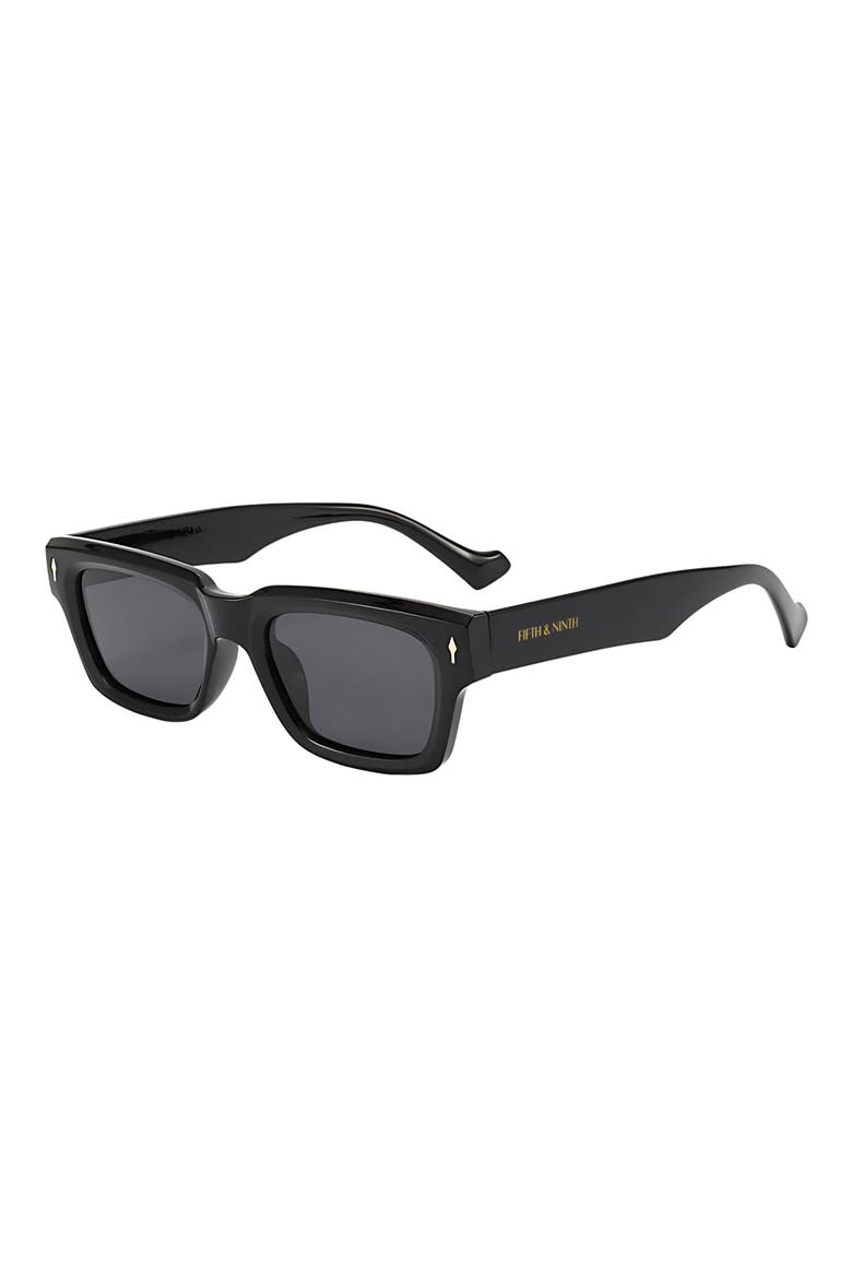 Cole 50mm Polarized Rectangular Sunglasses, Alternate, color, BLACK/ BLACK