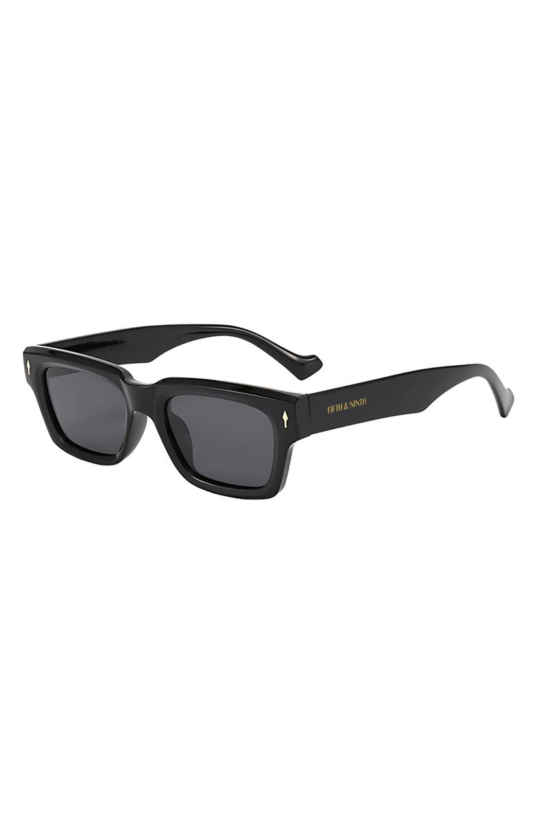 Fifth & Ninth Cole 50mm Polarized Rectangular Sunglasses, Alternate, color, Black/ Black