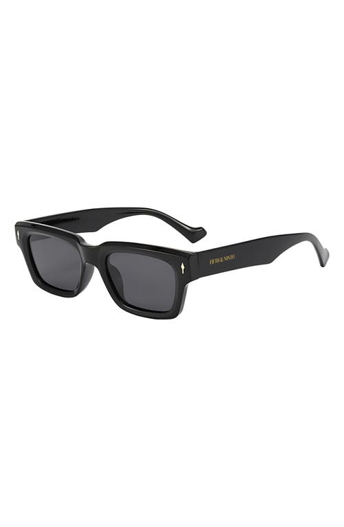 Fifth & Ninth Cole 50mm Polarized Rectangular Sunglasses In Black/black