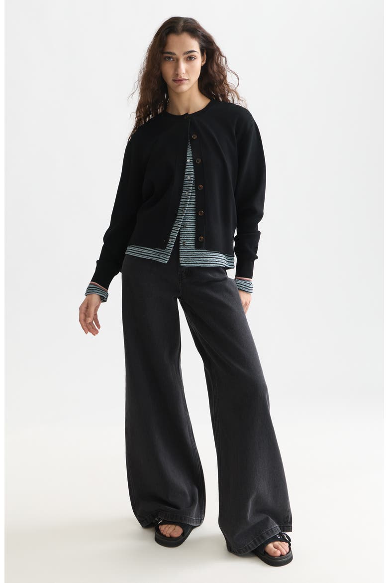 Compact Relaxed Fit Button Front Cardigan, Alternate, color, METEORITE