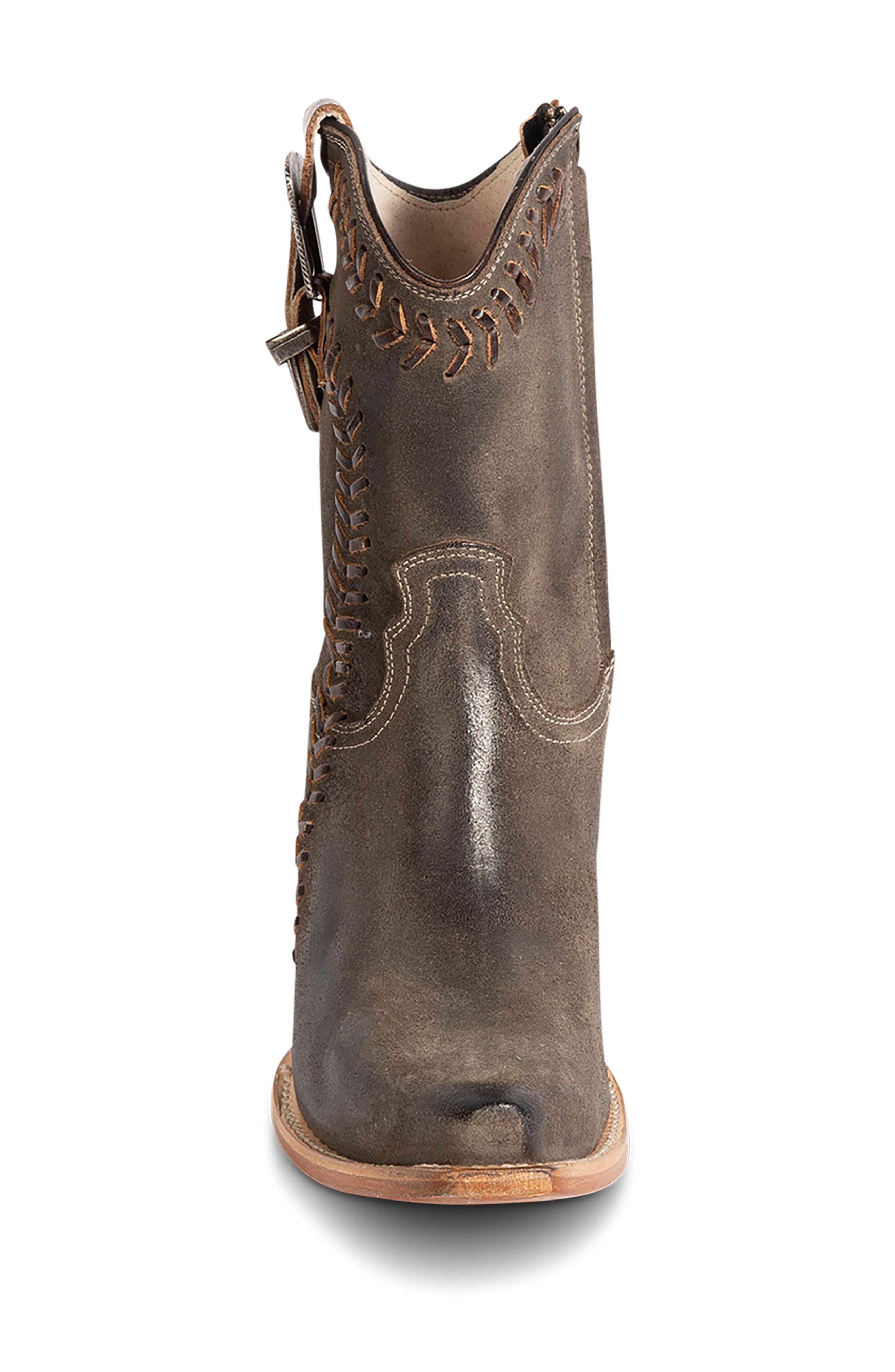 Freya Leather Western Bootie, Alternate, color, GREY SUEDE