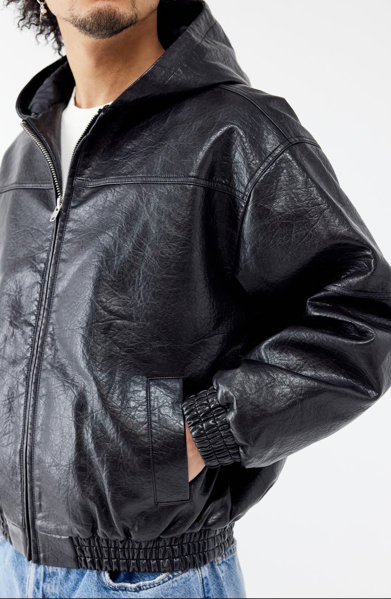 BDG Urban Outfitters Rex Faux Leather Hooded Jacket, Alternate, color, 