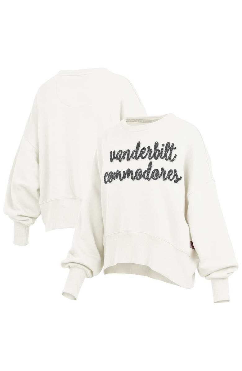 PRESSBOX Women's Pressbox Cream Vanderbilt Commodores Oversized Chelsea Waist Length Pullover Sweatshirt, Alternate, color, 
