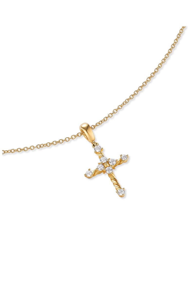 Petite Modern Renaissance Cross Pendant Necklace in 18K Yellow Gold with Diamonds, Alternate, color, 18K GOLD