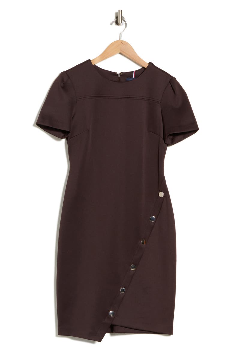 Short Sleeve Scuba Sheath Dress, Alternate, color, MINK