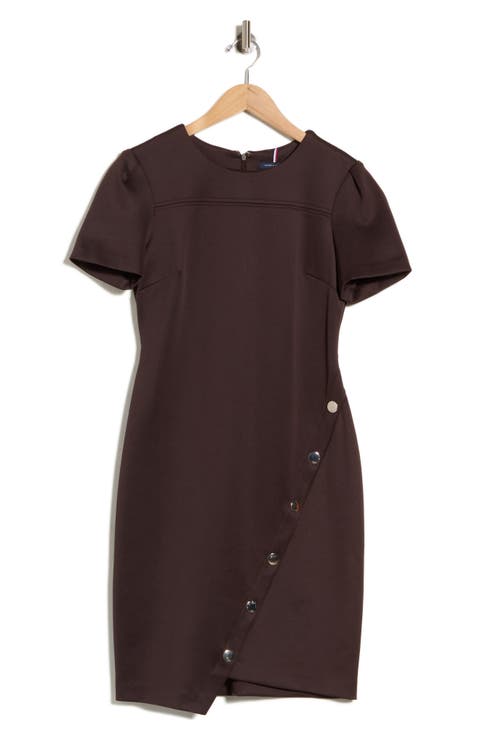 Short Sleeve Scuba Sheath Dress