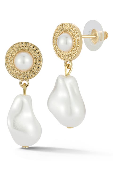 Faux Pearl Drop Earrings