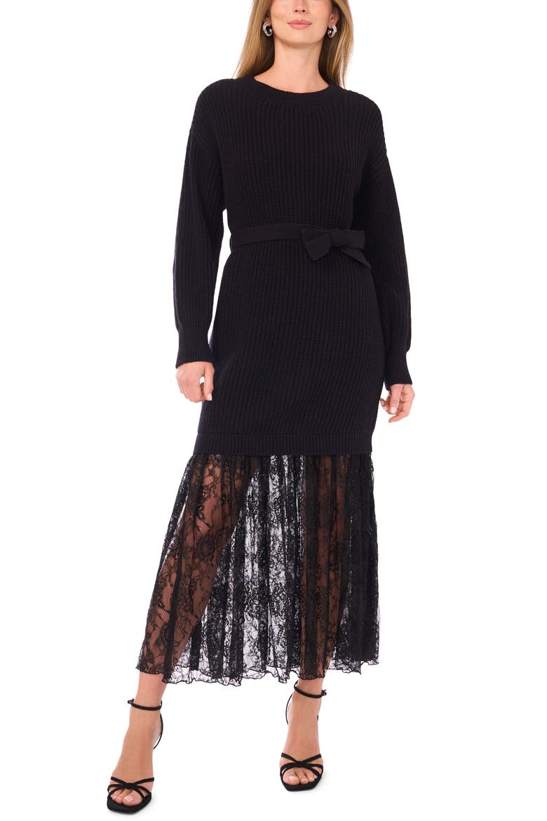 lace detail sweater dress Baltic Born Womens Margaux Sweater Dress | Black