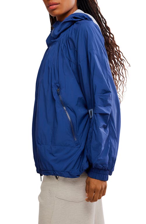 Free People Explore More Nylon Hooded Jacket In Blue