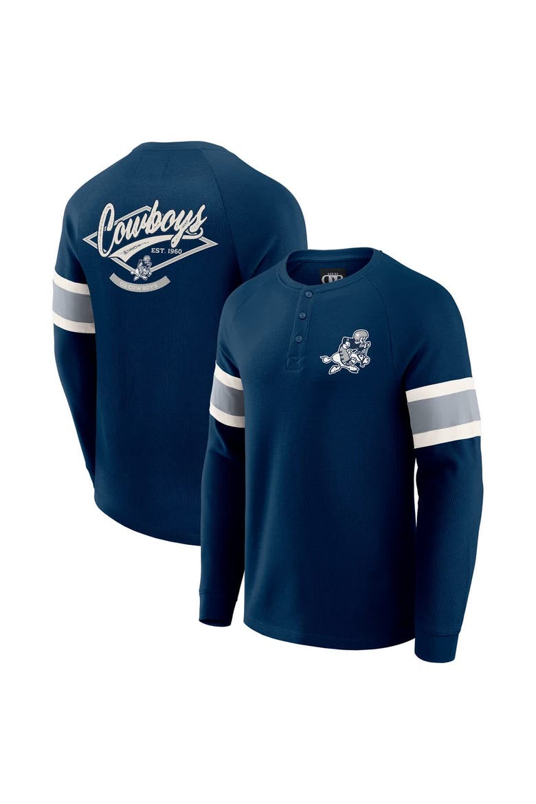 Men's Darius Rucker Collection by Fanatics Navy Dallas Cowboys Waffle-Knit Raglan Long Sleeve Henley T-Shirt, Main, color, Navy
