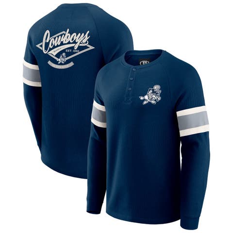 Men's Darius Rucker Collection by Fanatics Navy Dallas Cowboys Waffle-Knit Raglan Long Sleeve Henley T-Shirt