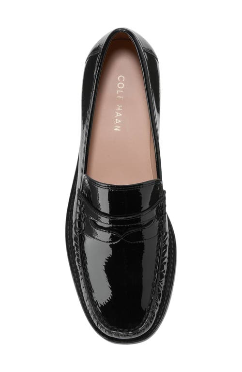 Cole Haan Lana Luxe Penny Loafer In Black Crinkle Patent