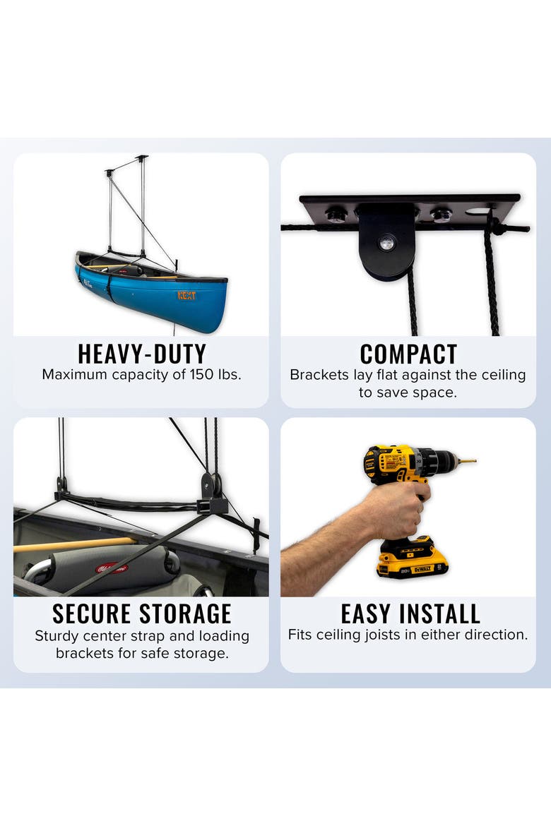 Cargo Box Hoist | Holds up to 150 lbs | Up to 14' Lift, Alternate, color, Black