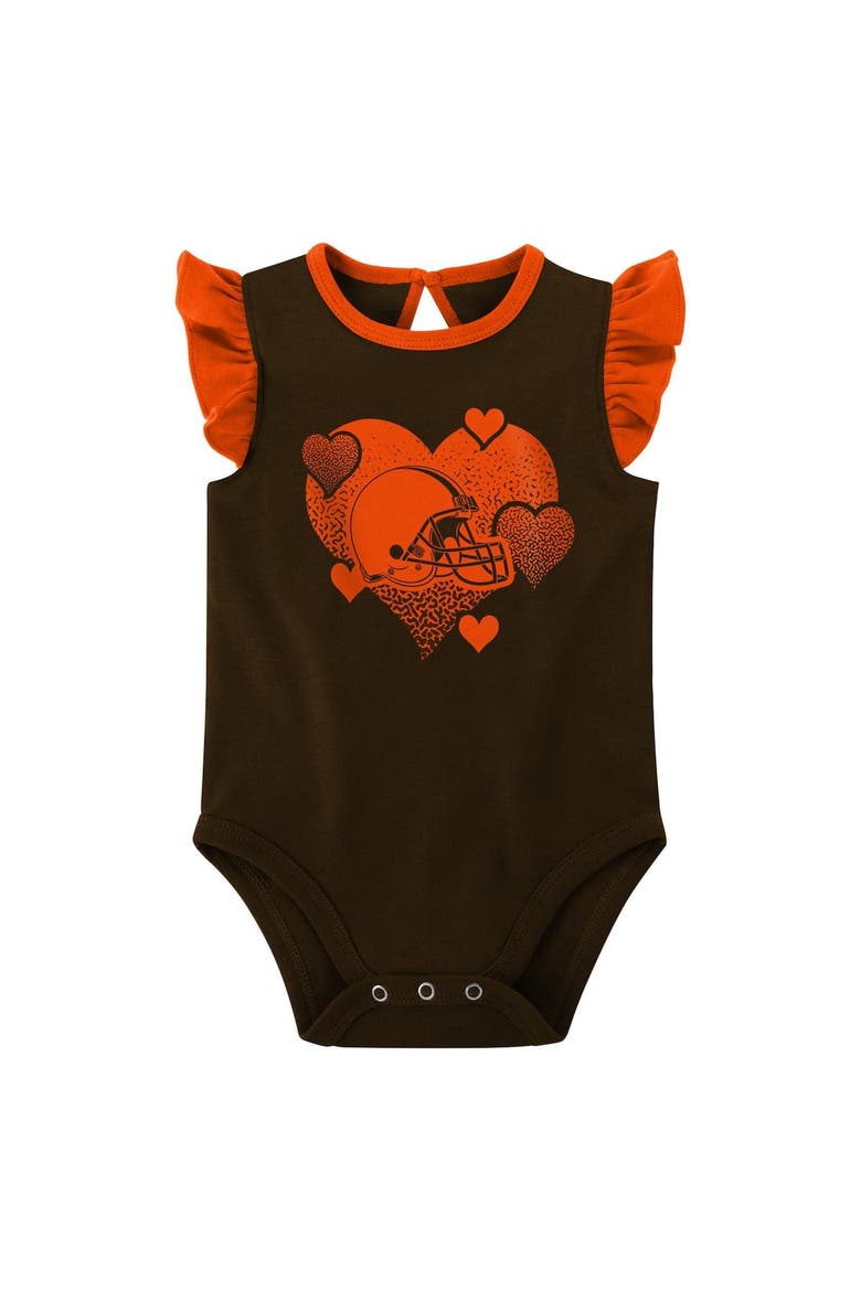 Girls Newborn & Infant Brown/Orange Cleveland Browns Spread the Love 2-Pack Bodysuit Set, Alternate, color, Brown