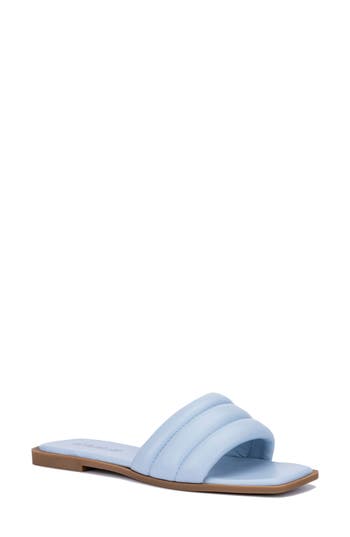 Olivia Miller Indigo Quilted Slide Sandal