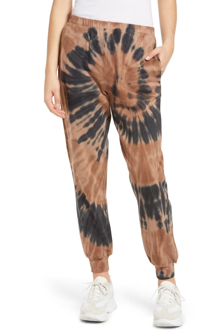 Knit Joggers, Main, color, BLACK- BROWN TIE DYE