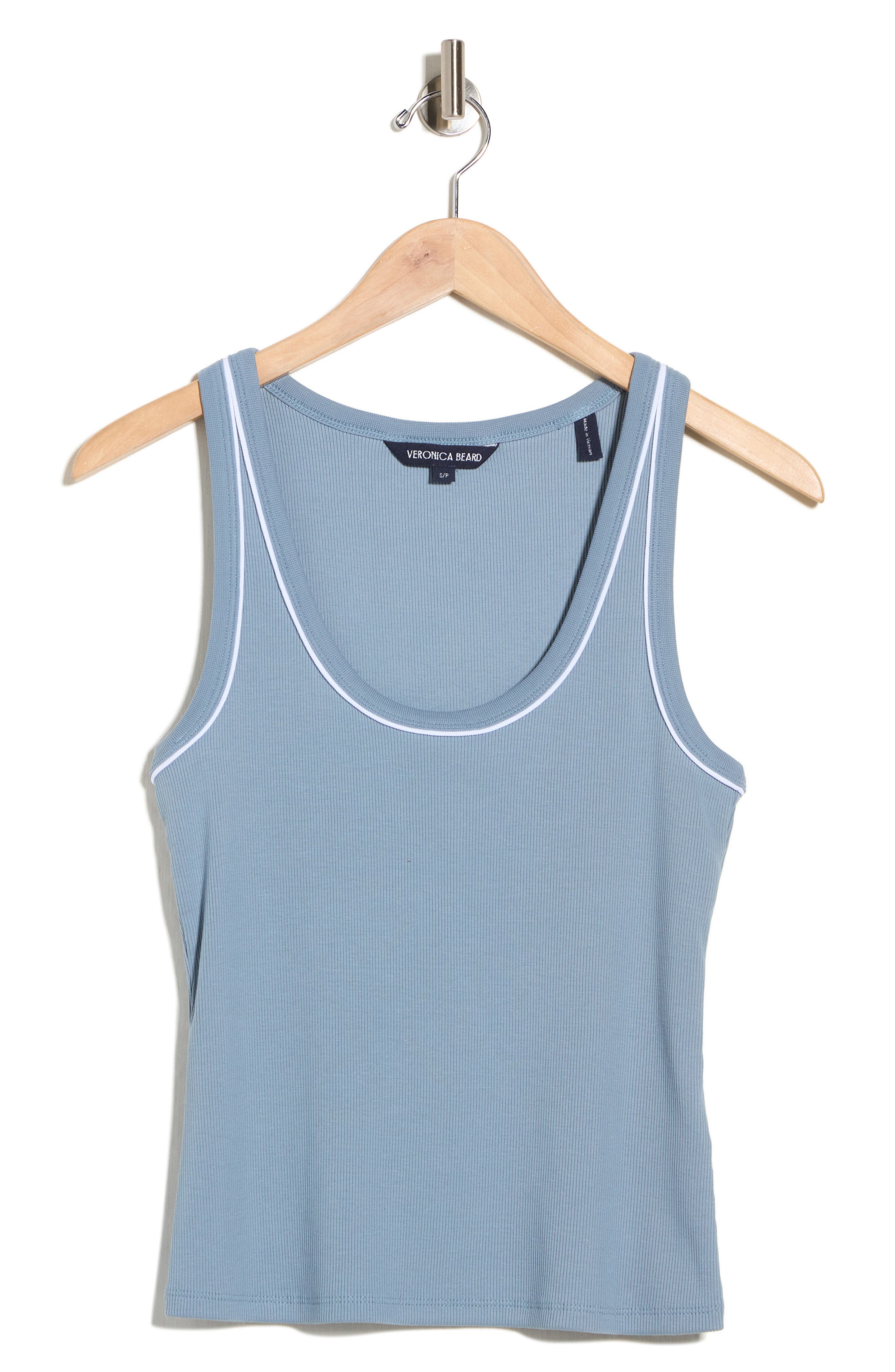 Veronica Beard Birke Contrast Detail Stretch Cotton Tank