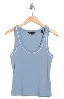 Veronica Beard Birke Contrast Detail Stretch Cotton Tank