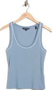 Veronica Beard Birke Contrast Detail Stretch Cotton Tank