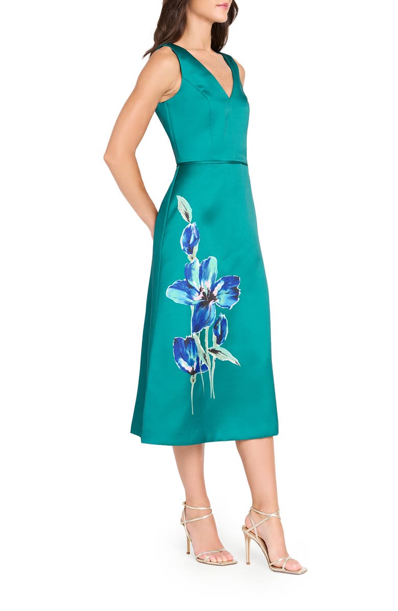 Tahari ASL V-Neck Floral Print Fit & Flare Dress, Alternate, color,