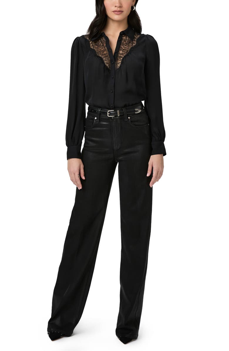 PAIGE Clairette Lace Trim Silk Shirt, Alternate, color, 