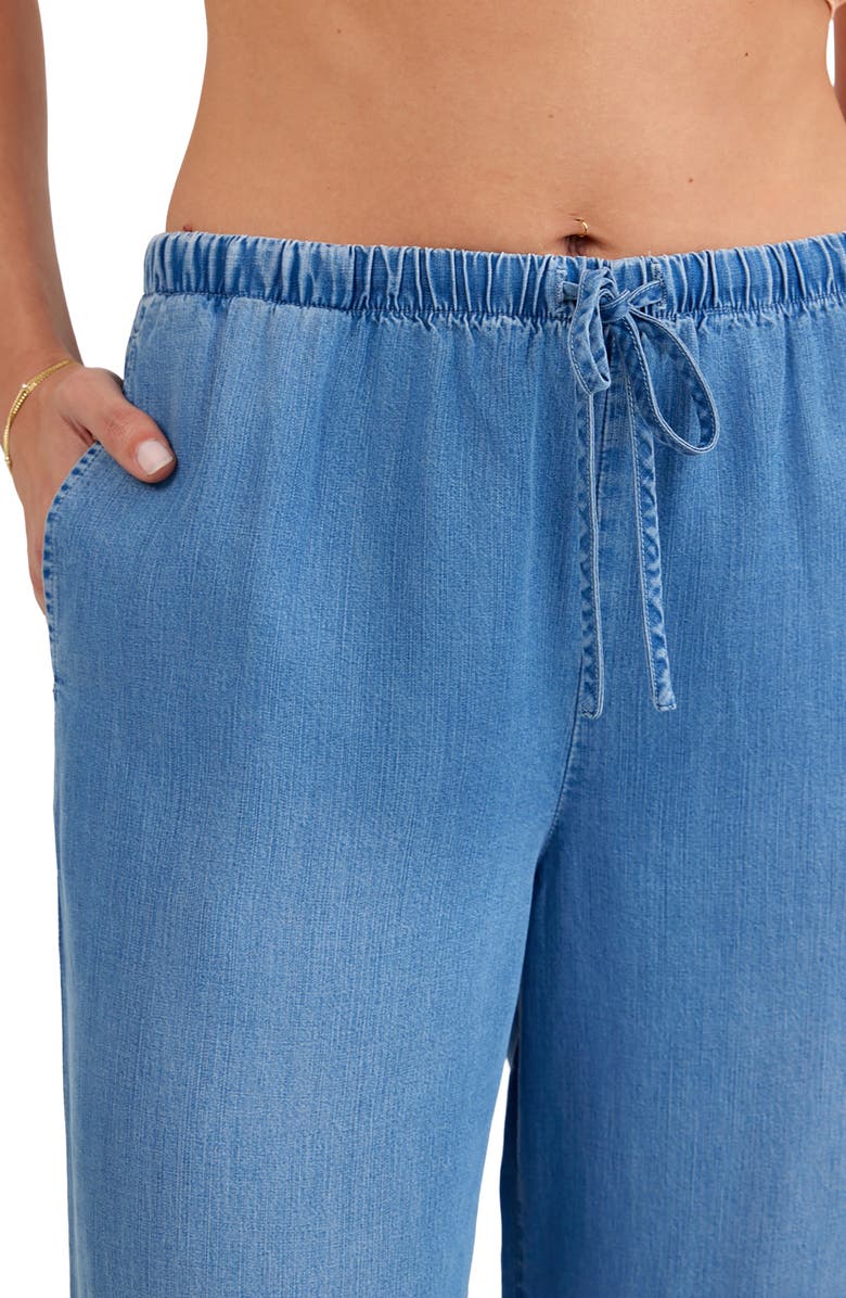 Bella Dahl Pull-On Wide Leg Chambray Pants, Alternate, color, Indigo Harbor Wash