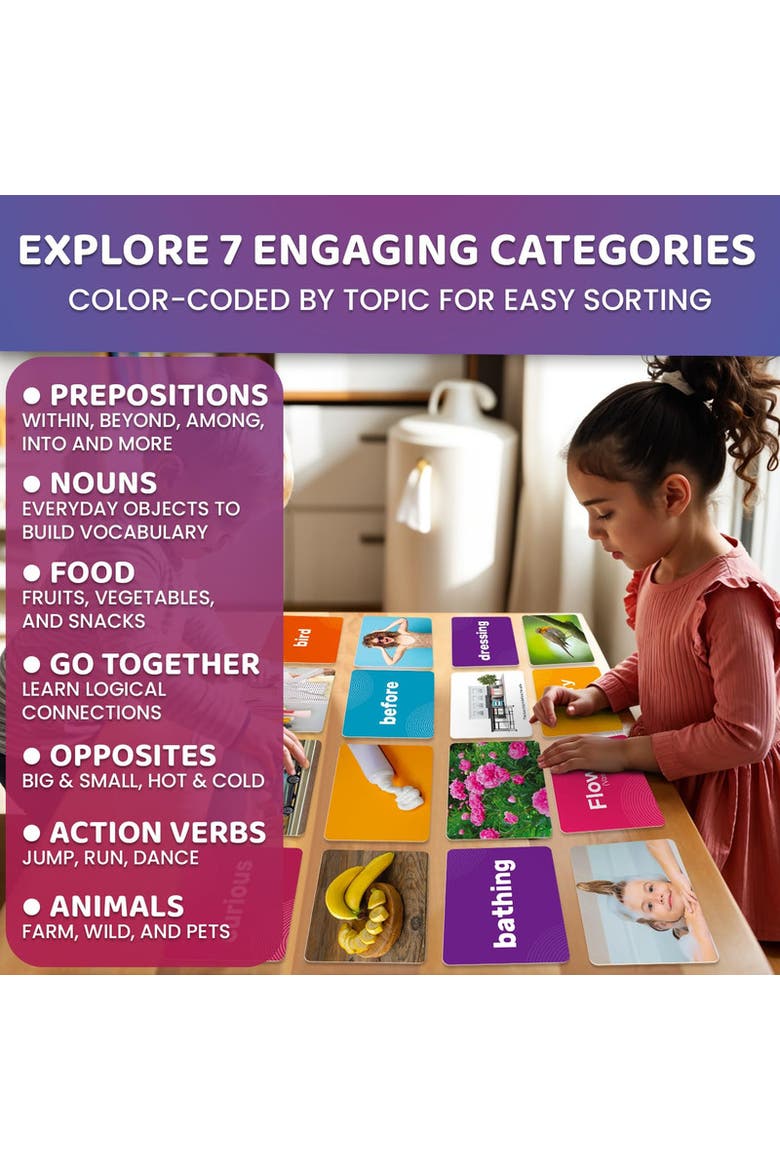 Kids Flash Cards Set Vocabulary & Sight Words, Alternate, color, Superset