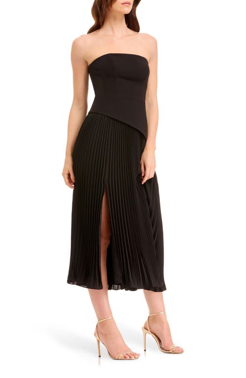 Dress The Population Kacey Strapless Midi Dress In Black