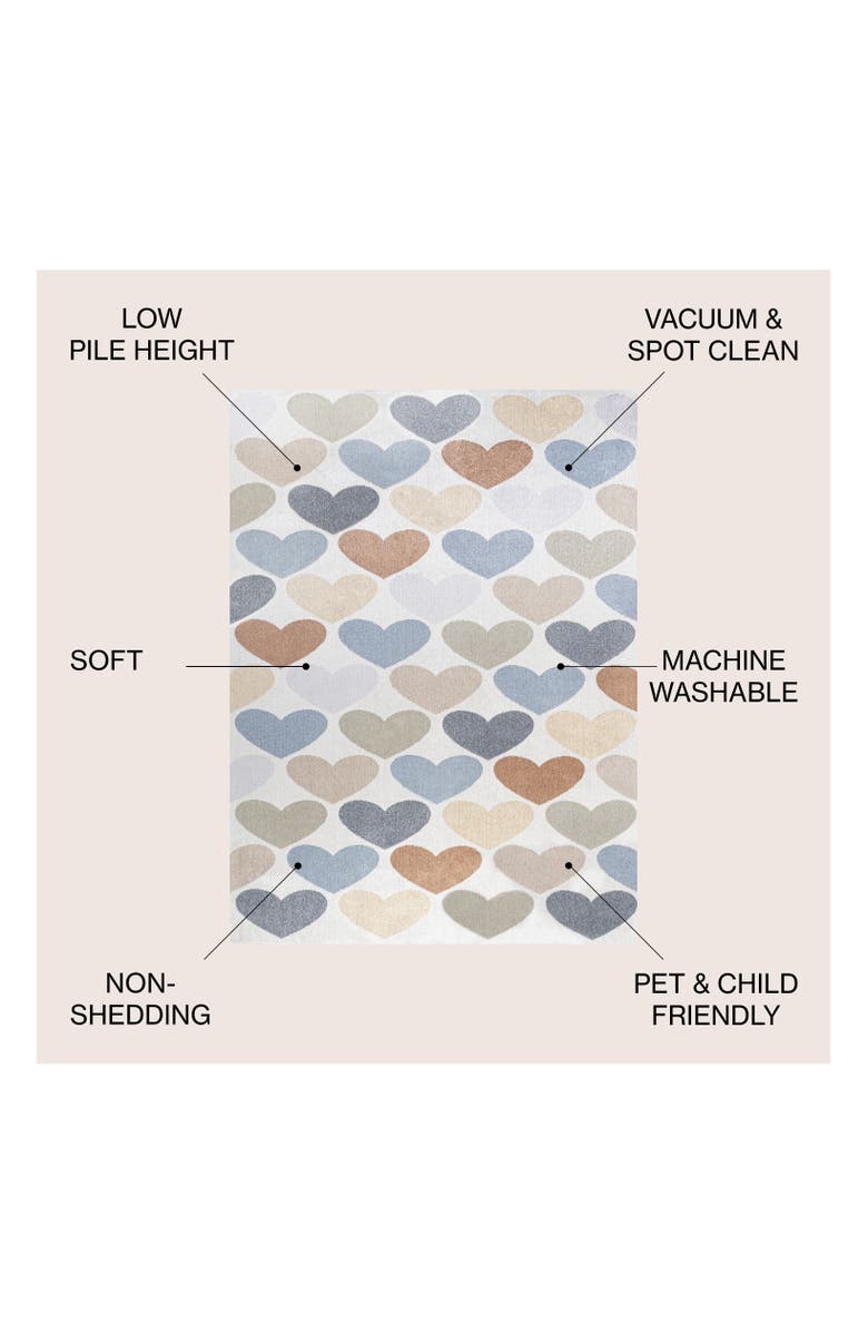 JONATHAN Y Dila Modern Hearts Geometric Machine-Washable Area Rug, Alternate, color, Ivory/Blue/Orange
