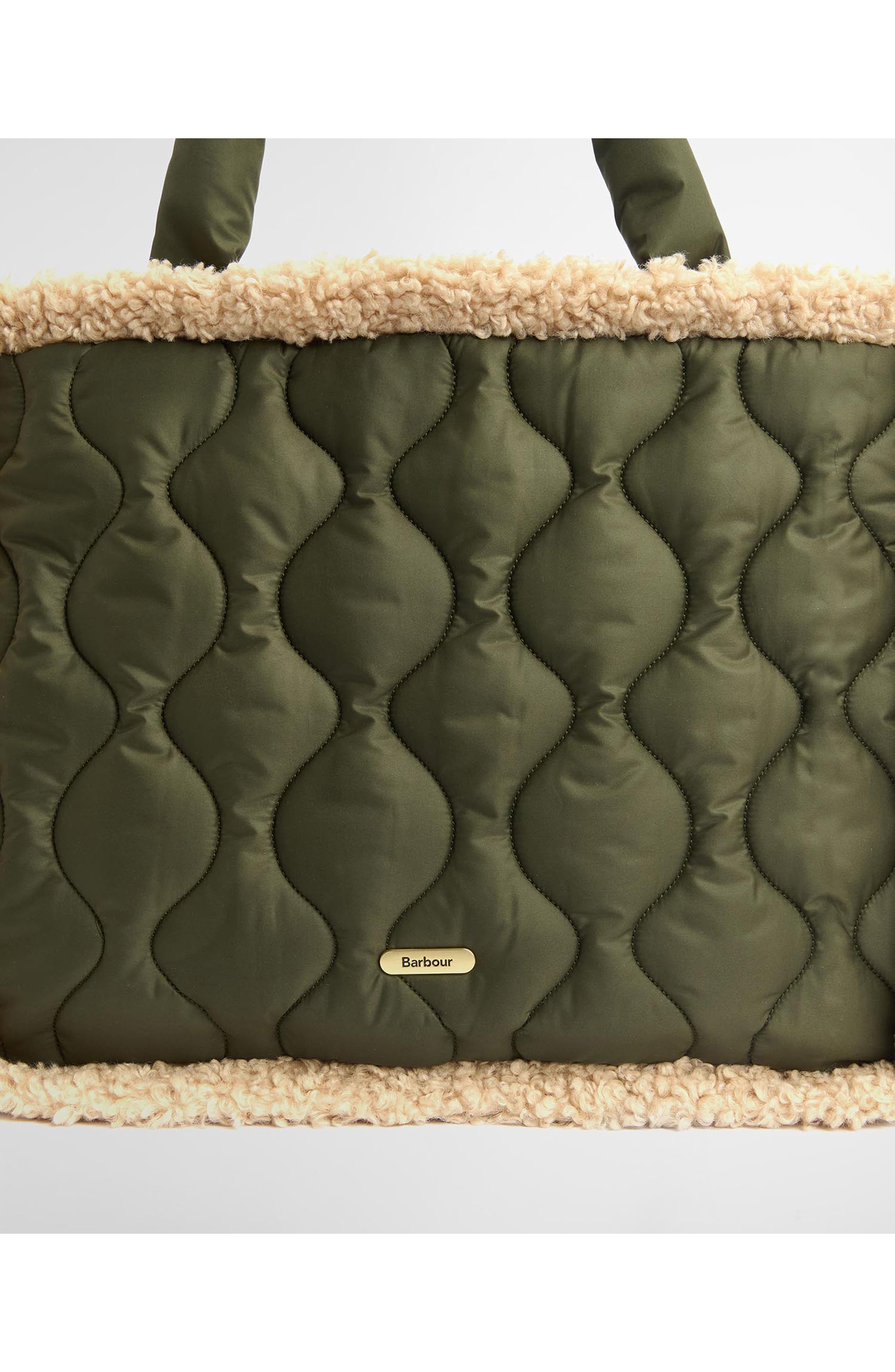 Barbour Marnie Quilted Tote with Faux Shearling Trim, Alternate, color, 