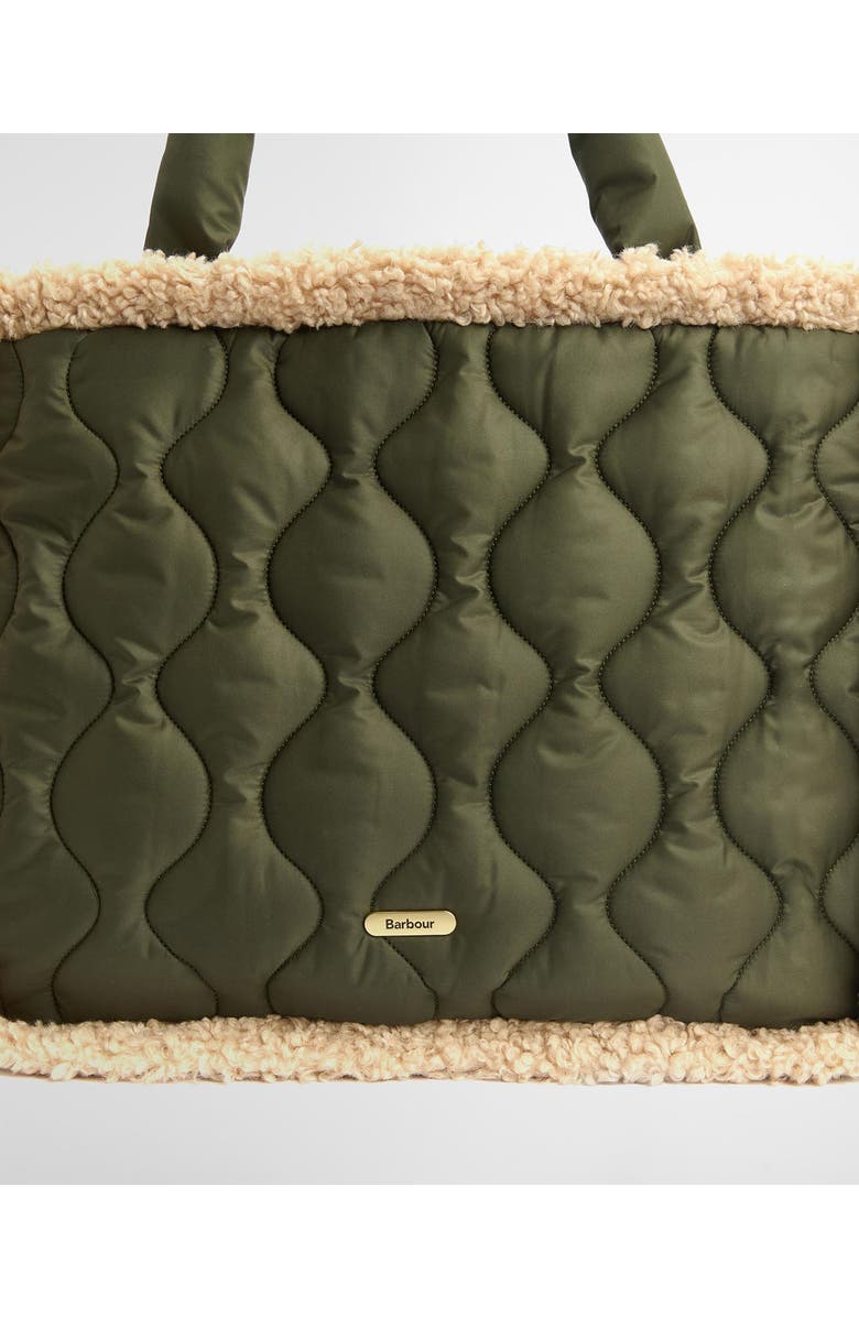Barbour Marnie Quilted Tote with Faux Shearling Trim, Alternate, color, Olive