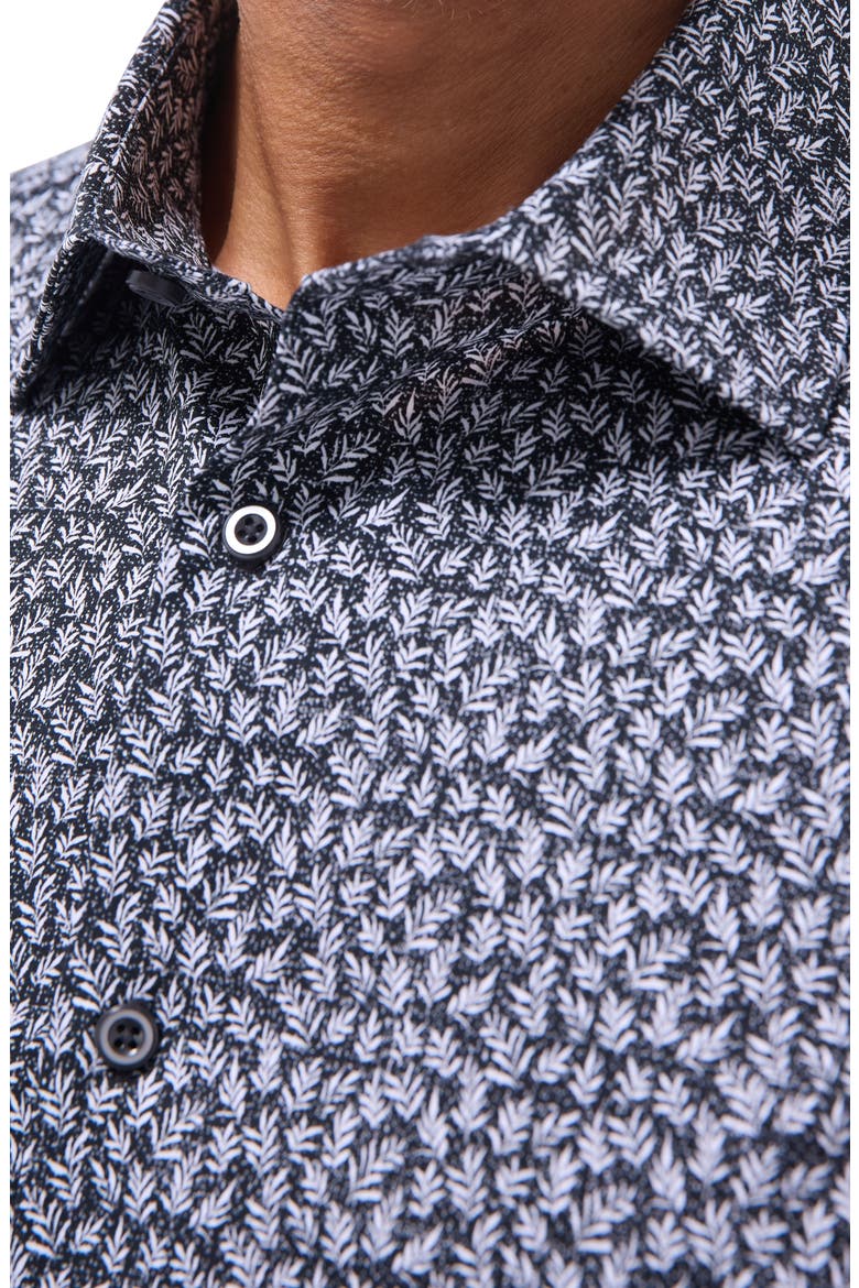 James OoohCotton® Leaf Print Button-Up Shirt, Alternate, color, BLACK