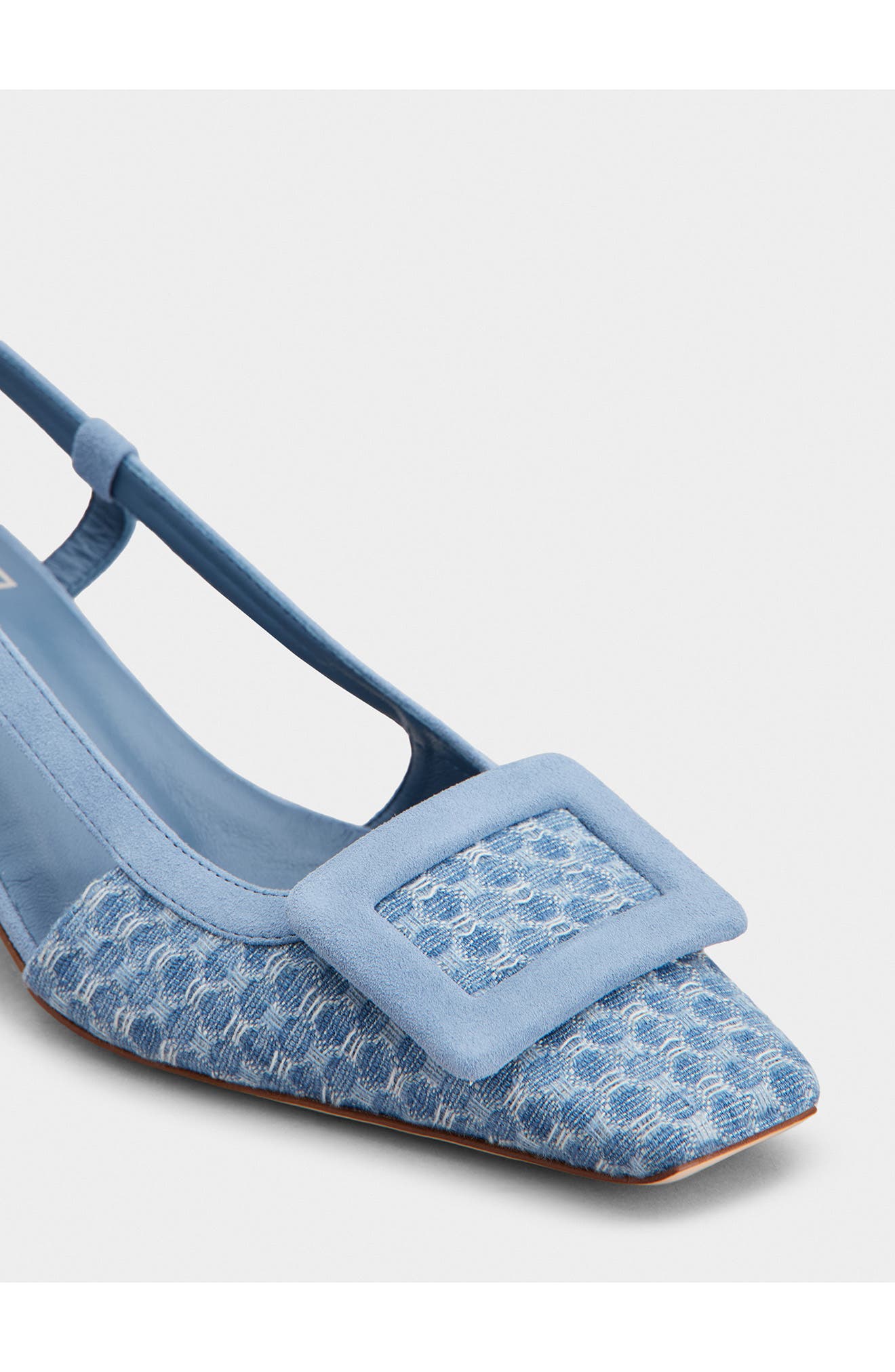 Roger Vivier Covered Buckle Jacquard Slingback Pump, Alternate, color, Cielo Scuro/ Nuvola
