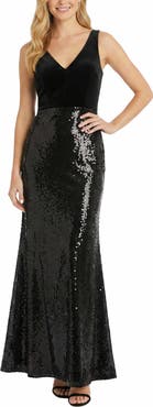 Maggy London Velvet & Sequin Gown