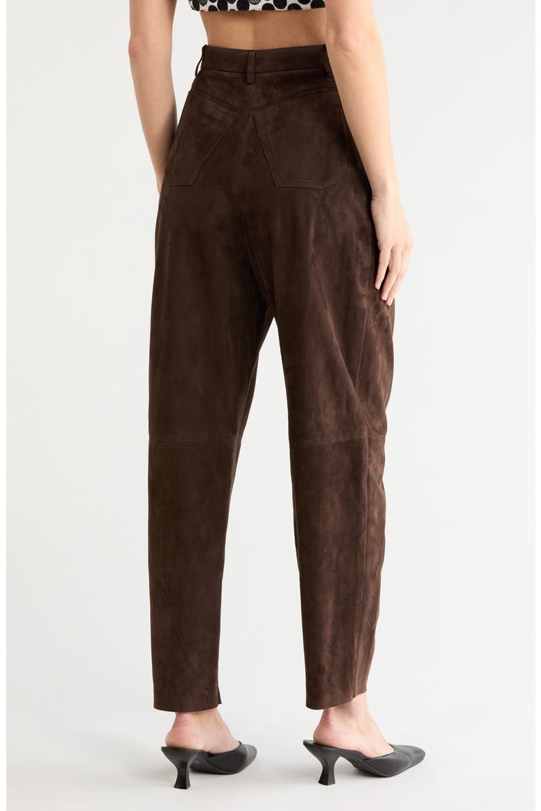 High Waist Pleated Leather Trousers, Alternate, color, EBONY