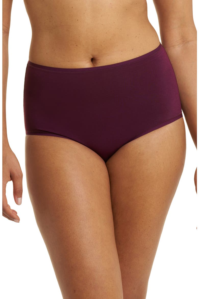 Bliss Bare Cotton High Waist Briefs, Main, color, PINOT NOIR