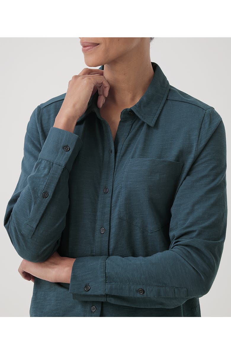 Pact Organic Cotton Relaxed Slub Long Sleeve Button Up, Alternate, color, Ore