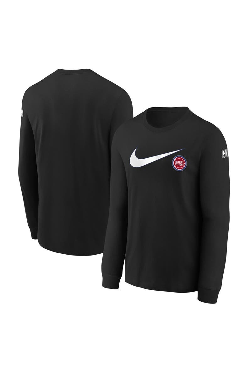 Nike Youth Nike Black Detroit Pistons Swoosh Long Sleeve T-Shirt, Main, color, 