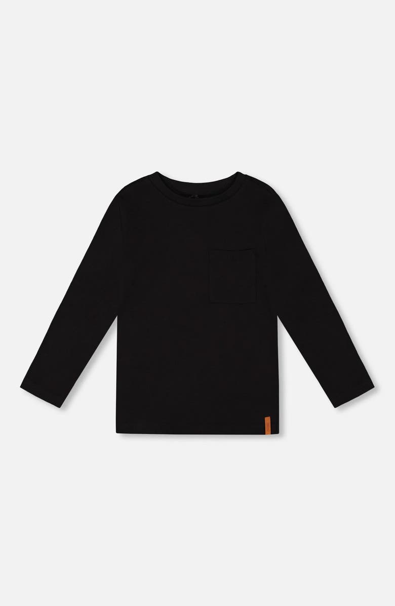 Deux par Deux Organic Cotton Jersey Pocket T-Shirt, Main, color, Black