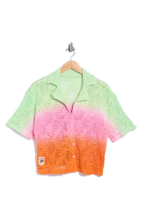 Kyrie Ombr Cotton Cover Up Camp Shirt