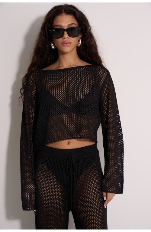 Gottex Beach Life Anna Two Crochet Long Sleeve Beach Top in Black  product